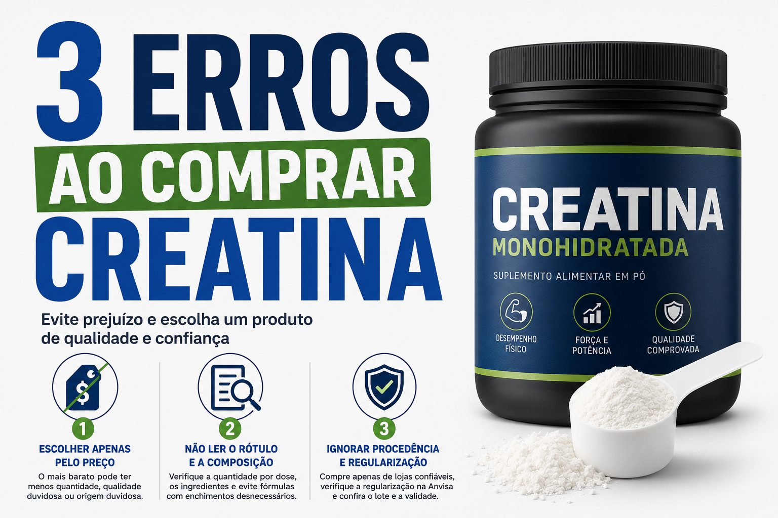 3 erros ao comprar creatina que você deve evitar