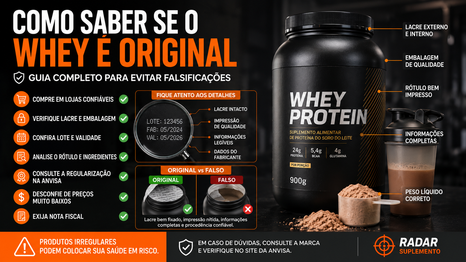 Como identificar whey original e falso
