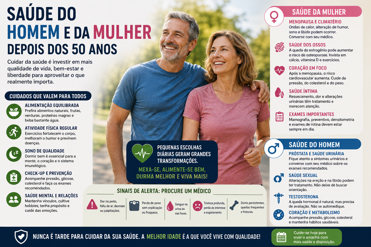 Saúde do homem e da mulher depois dos 50 anos