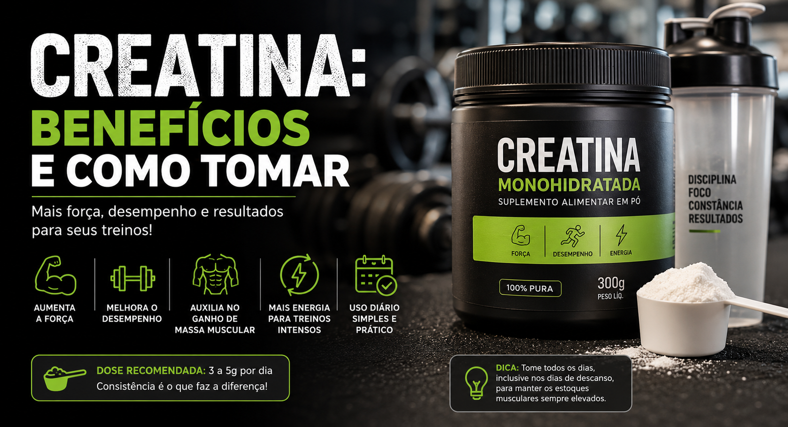 Creatina benefícios e como tomar