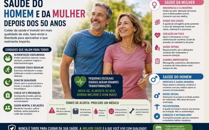 Saúde do homem e da mulher depois dos 50 anos