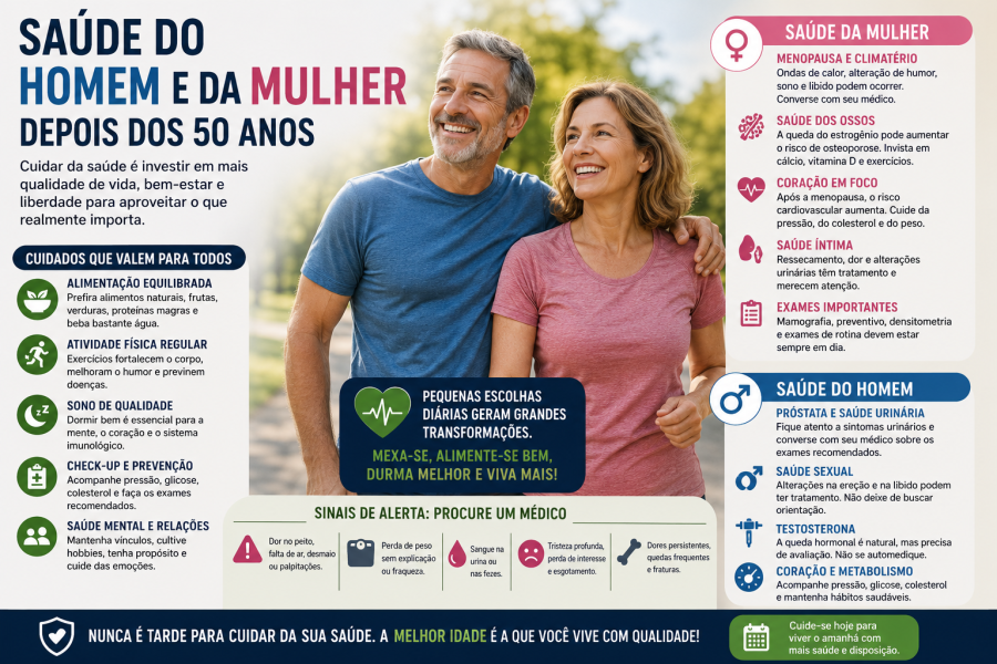 Saúde do homem e da mulher depois dos 50 anos
